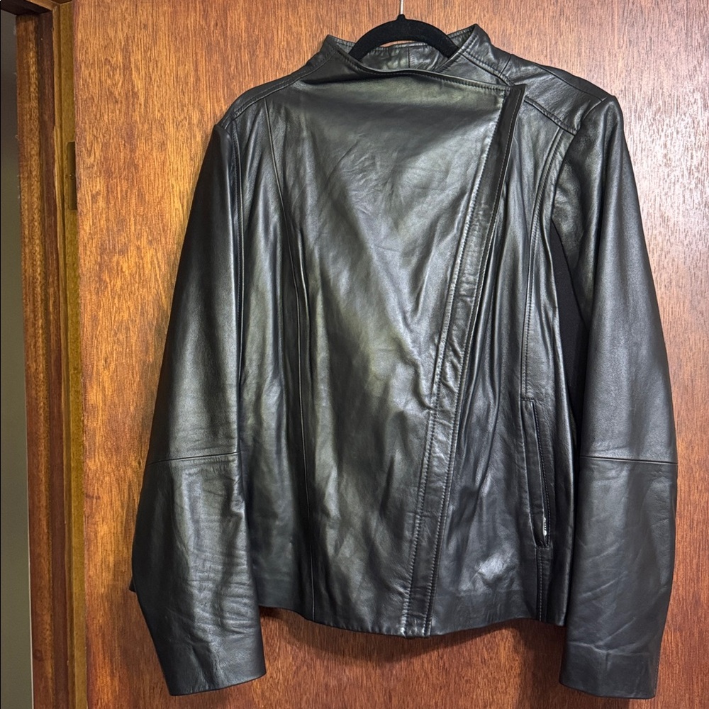 Halogen Drape Front Leather Jacket - image 3